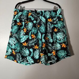 Burnside Swim Trunks Mens L Tropical Floral Elastic Waist Board Shorts